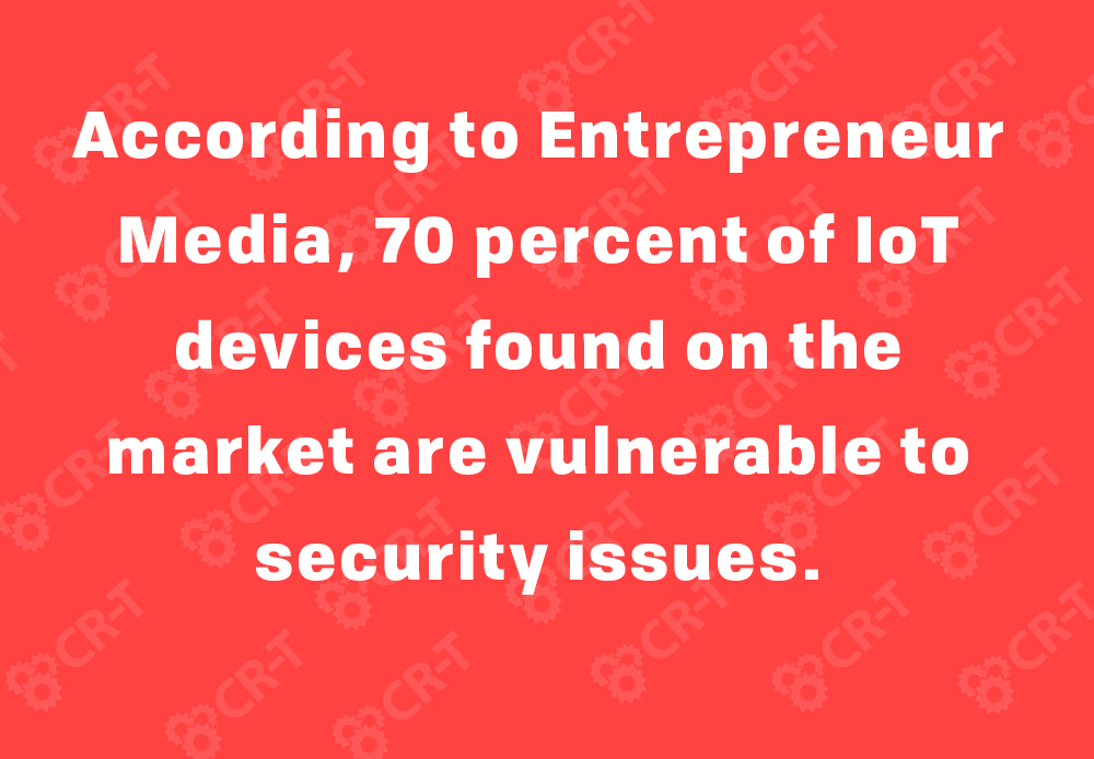 According to Entrepreneur Media, 70 percent of IoT devices found on the market are vulnerable to security issues.